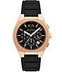 Armani Exchange Men's Sync Rd. Quartz Chronograph Black Silicone Watch, Color:Black - Image 1