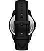 Color:Black - Image 2 - Men's Three-Hand Day-Date Black Leather Watch and Black Stainless Steel Bracelet Set