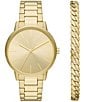 Color:Gold - Image 1 - Men's Three-Hand Gold-Tone Stainless Steel Watch and Bracelet Set