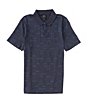 Color:Navy - Image 1 - Micro Pattern Stretch Short-Sleeve Polo Shirt