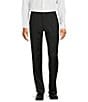 Color:Black - Image 1 - Modern Fit Flat Front Solid Dress Pants
