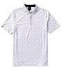 Color:White Angle - Image 1 - Printed Logo Jersey Short Sleeve Polo Shirt