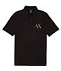 Color:Black - Image 1 - Shiny Logo Short Sleeve Polo Shirt
