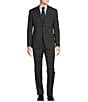 Color:Grey - Image 1 - Slim Fit Flat Front Plaid Pattern 2-Piece Suit