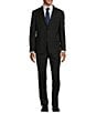 Color:Black - Image 1 - Slim Fit Flat Front Textured Solid 2-Piece Suit