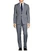 Color:Light Blue - Image 1 - Slim Fit Flat Front Windowpane Plaid Pattern 2-Piece Suit