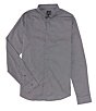 Color:Navy - Image 1 - Slim-Fit Micro Print Stretch Long-Sleeve Woven Shirt