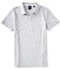 Color:Medium Grey - Image 1 - Slim Fit Zipper Logo Short Sleeve Polo Shirt