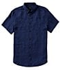 Color:Naval Academy - Image 1 - Tonal Plaid Short Sleeve Woven Shirt