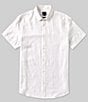 Color:White - Image 1 - Tonal Plaid Short Sleeve Woven Shirt