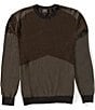 Armani Exchange Wool Blend Color Block Sweater, Color:Sauge/Chocolate Mel - Image 1