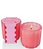 Aromatique Peony Petals Ribbed Glass Candle, 8 oz. - Image 1