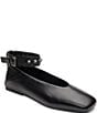 ASH Best Leather Studded Ankle Strap Square Toe Flats - Image 1