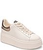 Color:Gardenia/Gold - Image 1 - Moby Leather Glitter Platform Lace-Up Sneakers