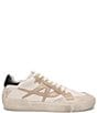 Color:Beige-White/Biscotti - Image 2 - Moonlight Distressed Leather Lace-Up Sneakers