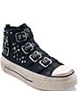 ASH Rainbow Leather Studded Buckle Strap Platform Sneakers - Image 1