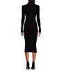 Color:Black - Image 2 - Abilene Turtleneck Long Sleeve Sweater Midi Dress