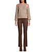Color:Taupe - Image 3 - ASTR The Label Adira Knit Crew Neck Long Volume Sleeve Shoulder Cut-Out Sweater