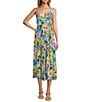 Color:Bright Floral Multi - Image 1 - Blythe Bright Floral Print V-Neck Sleeveless Pleated Midi Dress