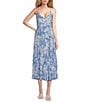 ASTR the Label Blythe Floral Print V-Neck Sleeveless Pleated Midi Dress, Color:Blue Floral - Image 1