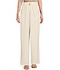 Color:Off White - Image 1 - Boyfriend Pleated Flared Leg Pants