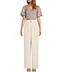 Color:Off White - Image 3 - Boyfriend Pleated Flared Leg Pants
