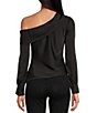 Color:Black - Image 2 - Ellen Asymmetrical Neckline Long Cuff Sleeve Woven Top