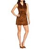 ASTR the Label Gisselle Button Front V-Neck Sleeveless Corduroy Mini Dress, Color:Camel - Image 1