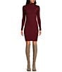 Color:Wine - Image 1 - Gwendolyn Ribbed Knit Turtleneck Long Sleeve Sweater Dress