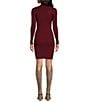 Color:Wine - Image 2 - Gwendolyn Ribbed Knit Turtleneck Long Sleeve Sweater Dress