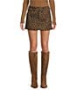 ASTR the Label Kairos Leopard Print Denim Mini Skirt, Color:Brown Cheetah - Image 1