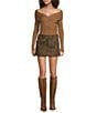 ASTR the Label Kairos Leopard Print Denim Mini Skirt, Color:Brown Cheetah - Image 3