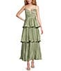 ASTR the Label ASTR The Label Lupin Sweetheart Neck Sleeveless Plisse Tiered Maxi Dress, Color:Sage - Image 1