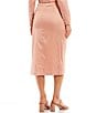 Color:Blush - Image 2 - Perry Satin Side Ruched Slit Coordinating Midi Skirt