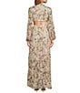 Color:Cream Pink Floral - Image 2 - ASTR The Label Revery Floral Print V-Neck Long Sleeve Side Cut-Out Thigh High Slit Pleated Maxi Dress