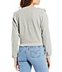 Color:Heather Grey - Image 2 - Sparrow Exaggerated Shoulder Pad Crew Neck Long Blouson Sleeve Statement Sweater