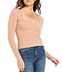 Color:Blush - Image 1 - Rosa Sweetheart Fitted Long Sleeve Knit Top
