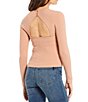 Color:Blush - Image 2 - Rosa Sweetheart Fitted Long Sleeve Knit Top