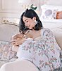 Color:Blue - Image 5 - Baby Organic Cotton In Bloom Swaddle Blanket with Gift Box