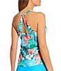 Athena Next by Athena Tropical Print Scoop Neck Double Strap Cut-Out Tankini Swim Top, Color:Blue - Image 2