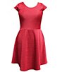 Color:Red - Image 1 - Big Girls 7-16 Cap-Sleeve Plaid Fit-And-Flare Dress