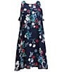 Color:Navy Multi - Image 1 - Big Girls 7-16 Floral Print Sleeveless Ruffle A-Line Dress