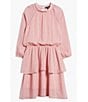 Color:Blush - Image 1 - Big Girls 7-16 Long-Sleeve Iridescent Fit-And-Flare Dress