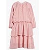 Color:Blush - Image 2 - Big Girls 7-16 Long-Sleeve Iridescent Fit-And-Flare Dress
