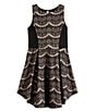 Color:Black - Image 1 - Big Girls 7-16 Sleeveless Bonded-Lace Fit-And-Flare Dress