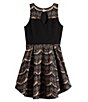Color:Black - Image 2 - Big Girls 7-16 Sleeveless Bonded-Lace Fit-And-Flare Dress