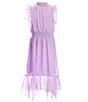 Color:Lilac - Image 1 - Big Girls 7-16 Sleeveless Clip Dot Hankey Maxi Dress