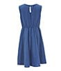 Color:Denim - Image 2 - Big Girls 7-16 Sleeveless Cutout Ring Detailed Fit-And-Flare Dress
