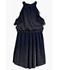 Color:Navy - Image 2 - Big Girls 7-16 Sleeveless Glitter-Accented Fit-And-Flare Dress