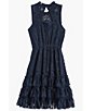 Color:Navy - Image 2 - Big Girls 7-16 Sleeveless Lace Drop-Waist Dress